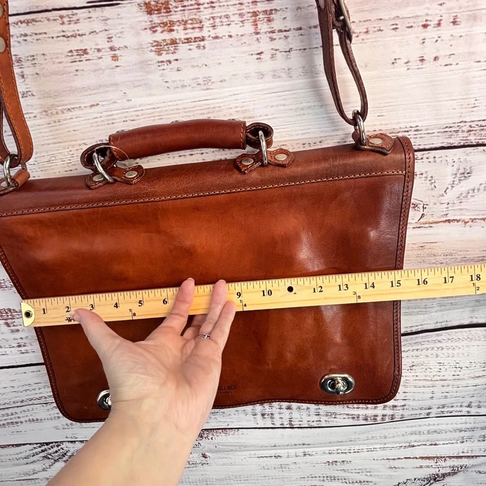 Italian Leather Briefcase Messenger Bag‎ Turnlock Medici Firenze Veg-Tanned
